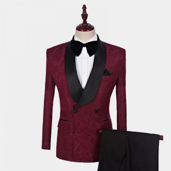 Burgundy And Gold Tuxedo Jacket - Gentleman's Guru™