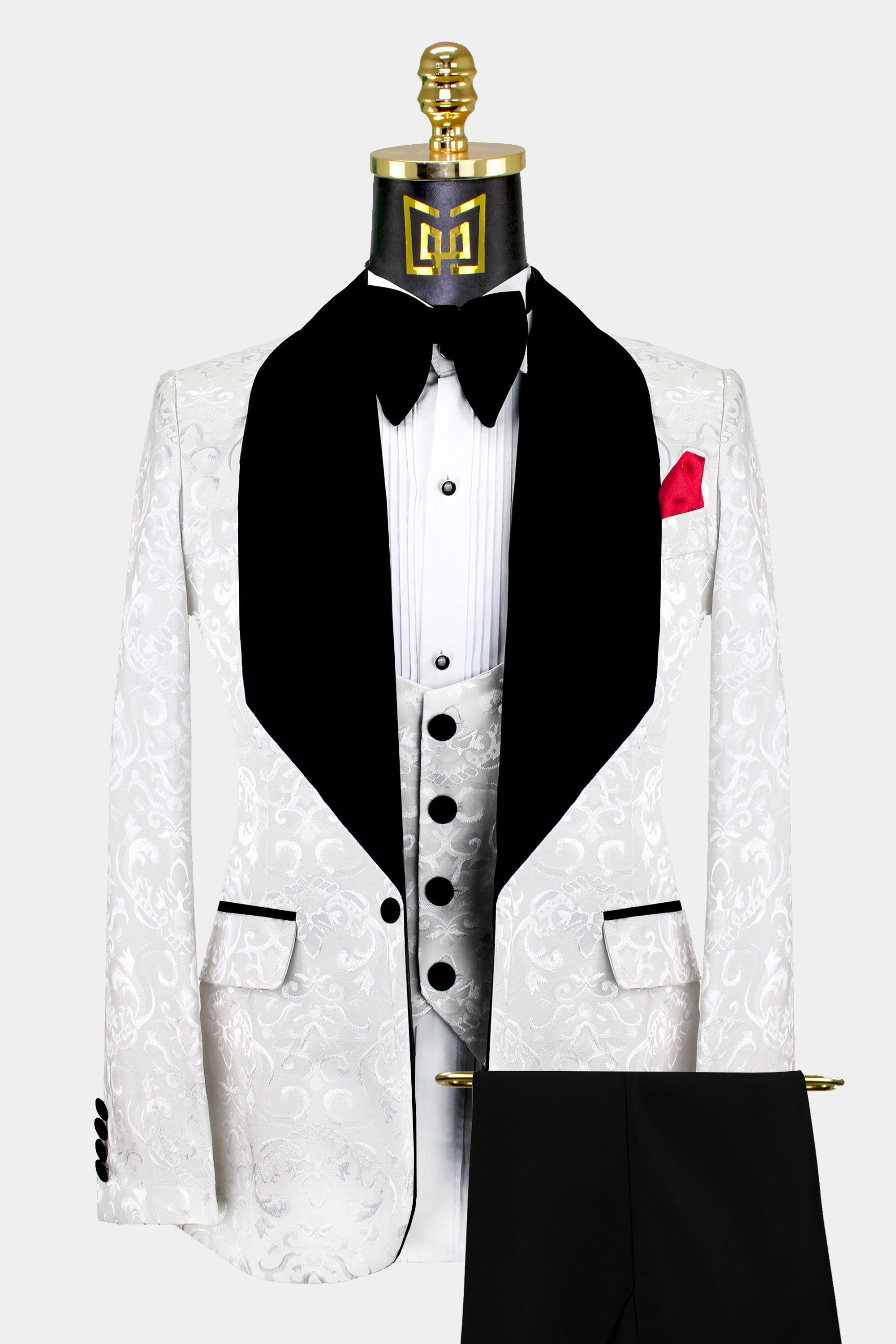 Mens-White-Damask-Tuxedo-Wedding-Groom-Prom-Suit-from-Gentlemansguru.com