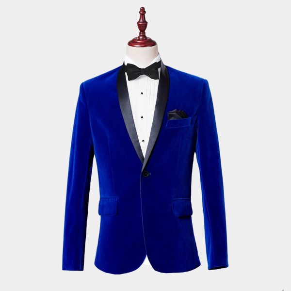 Blue Floral Tuxedo Jacket With Black Trim - Gentleman's Guru