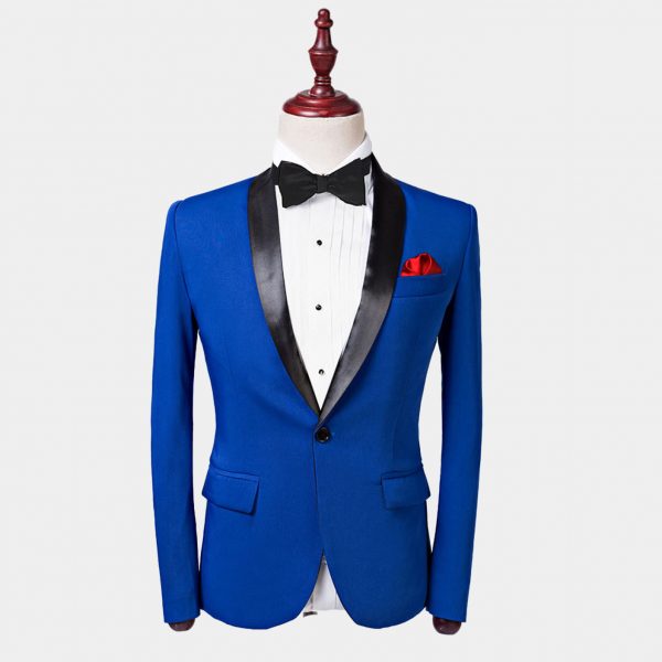 Blue Floral Tuxedo Jacket With Black Trim - Gentleman's Guru