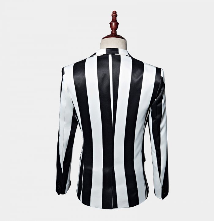 Men's Black And White Striped Blazer - Gentleman's Guru™
