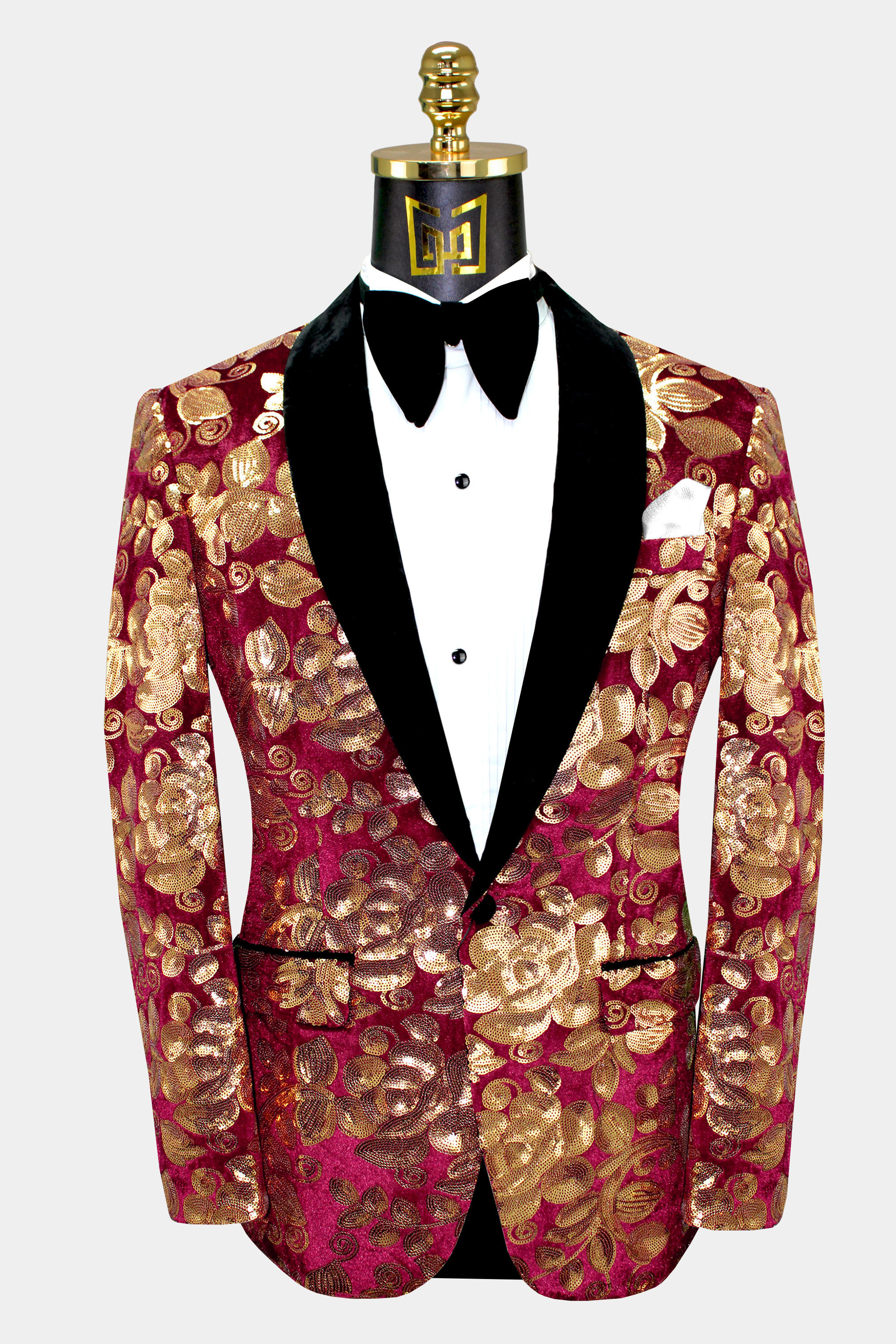 Burgundy and Gold Tuxedo Jacket | Gentleman's Guru