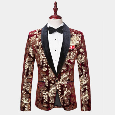 Black And Gold Tuxedo Jacket - Velvet & Sequins - Gentleman's Guru