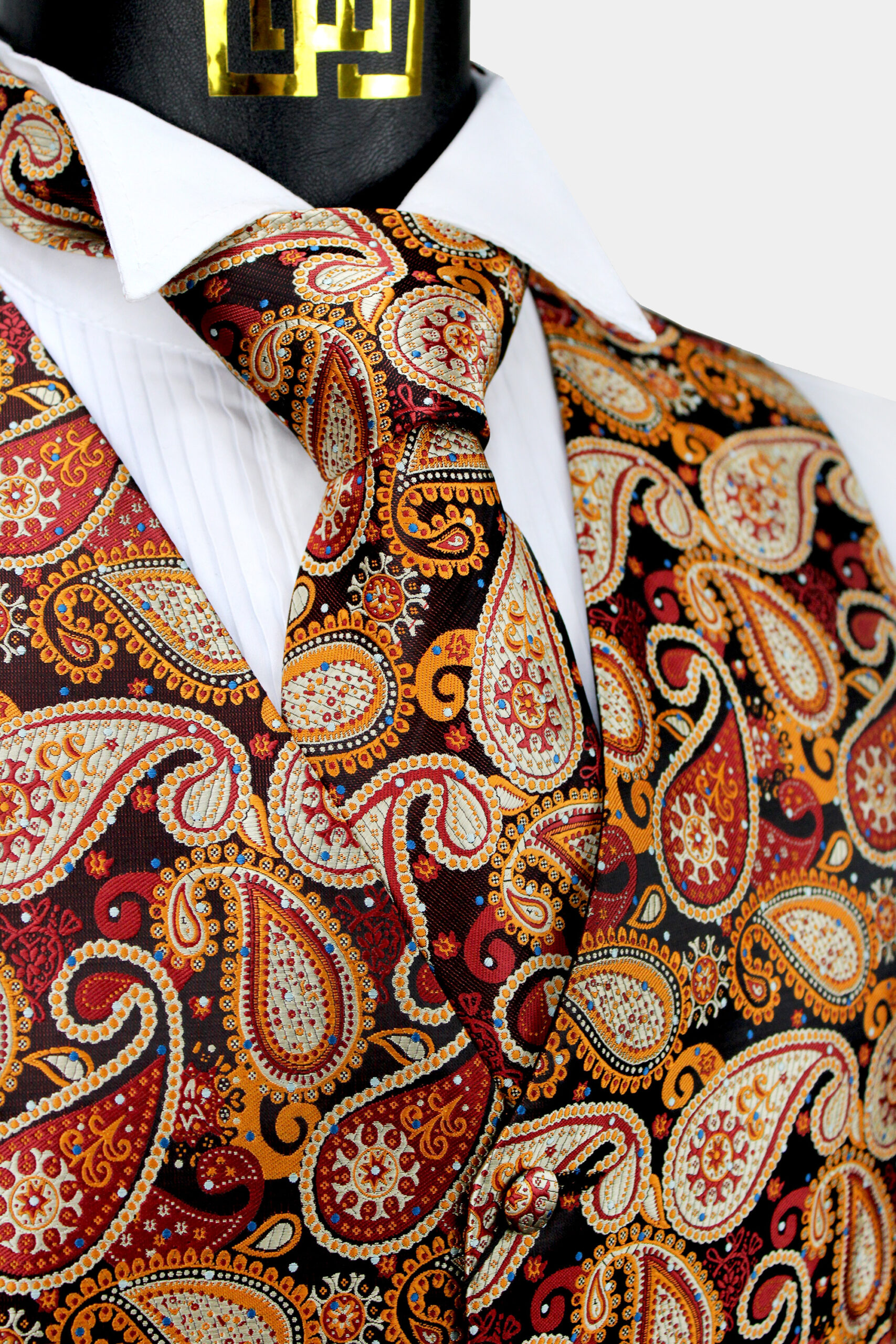 Burnt-Orange-Paisley-Groomsmen-Wedding-Vest-Tuxedo-WAistcoat-from-Gentlmemansguru.com_