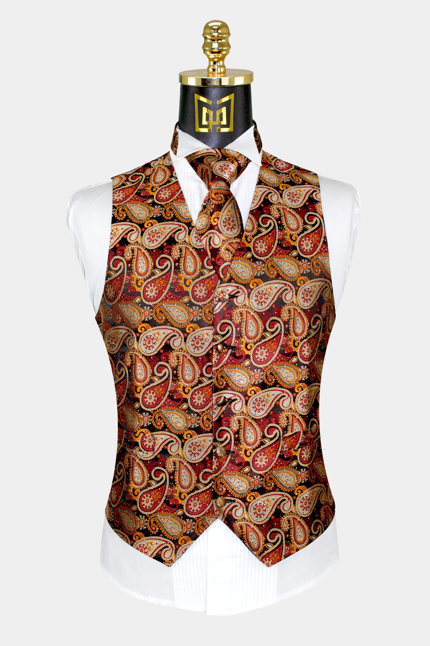 Burnt-Orange-Paisley-Vest-and-Tie-Set-Groom-Wedding-Tuxedo-Vest-Waistcoat-from-Gentlemansguru.com_