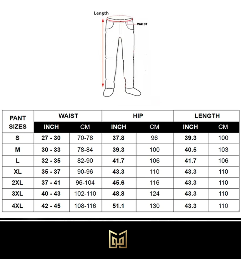 Men's Pant Size Chart