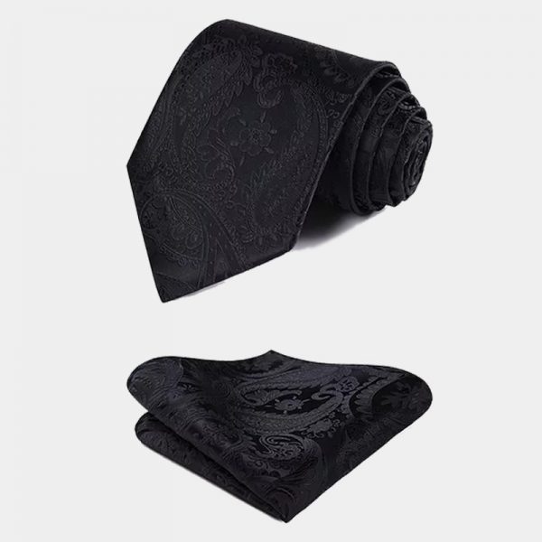 Black Paisley Vest And Tie Set - Gentleman's Guru