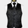 Black Paisley Vest & Tie Set - 3 Piece