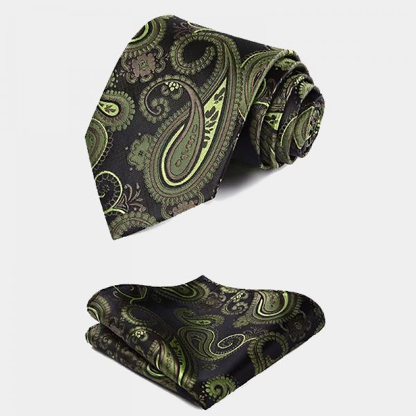 Olive Green Paisley Vest And Tie Set Gentlemans Guru 8889