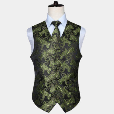 Gold Paisley Vest And Tie Set - FREE Shipping - Gentleman's Guru