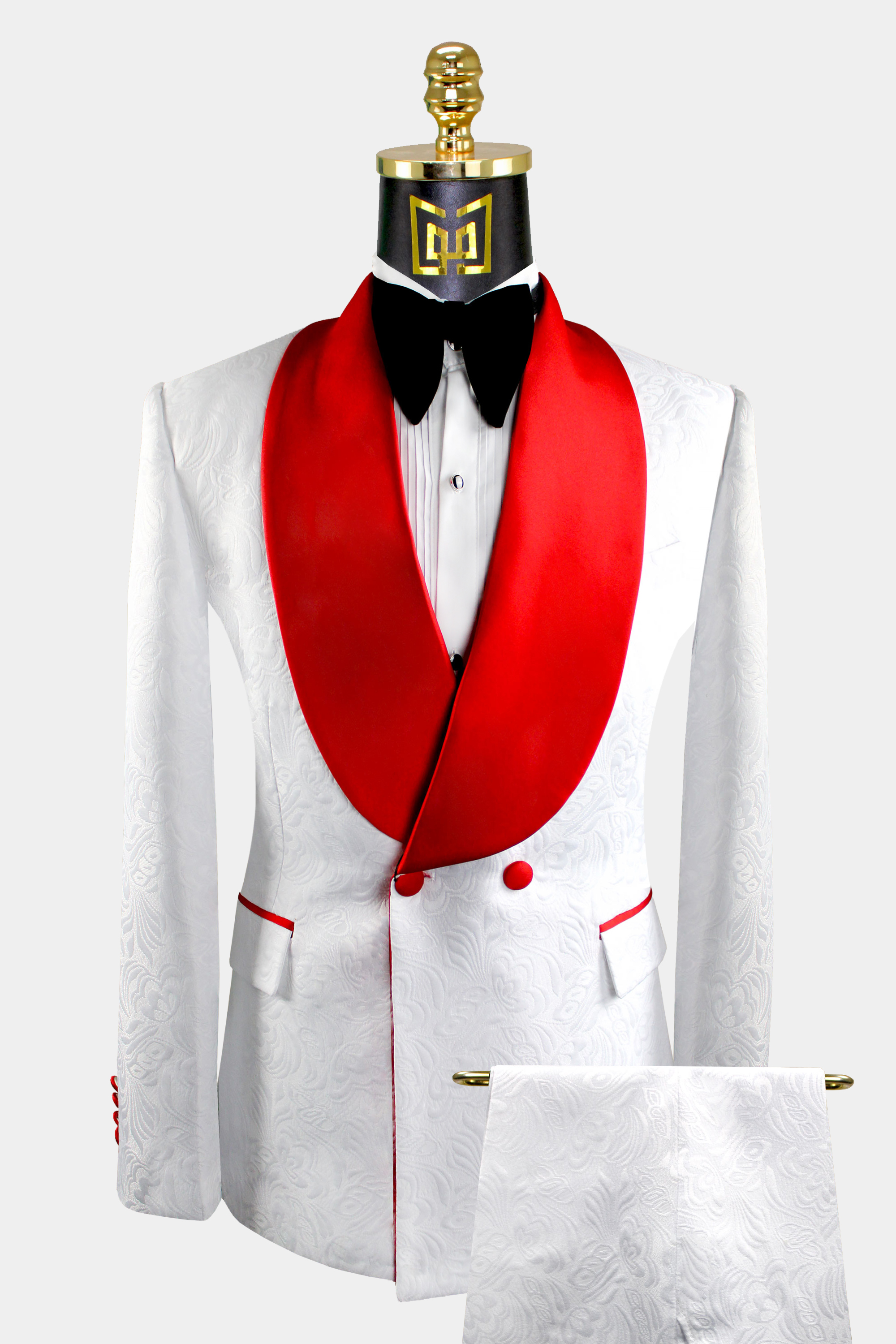 White and Red Tuxedo - 3 Piece
