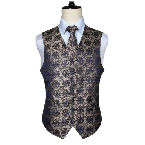 Black And Gold Paisley Vest Set | Free Shipping | Gentleman's Guru