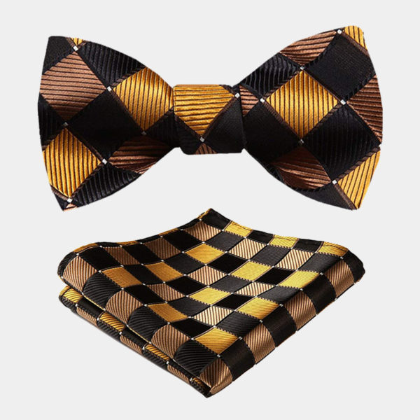 Black And Gold Polka Dot Bow Tie Set - Gentleman's Guru