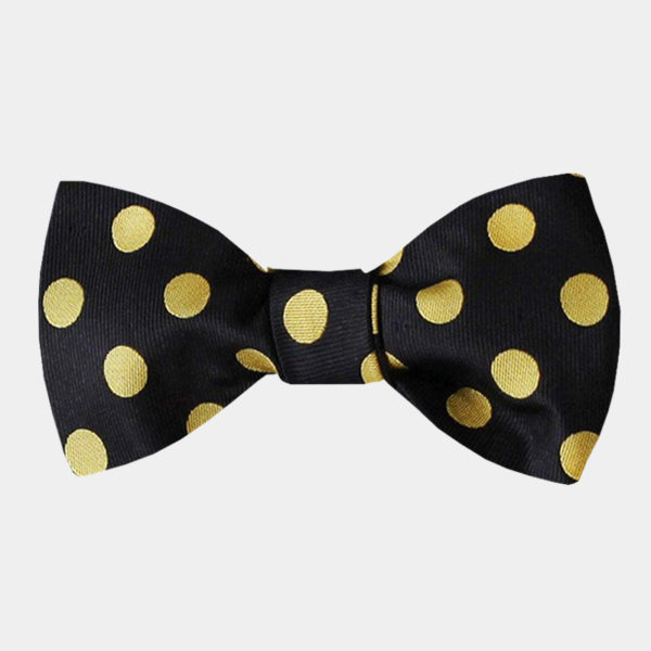 Black And Gold Polka Dot Bow Tie Set - Gentleman's Guru