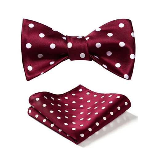 Burgundy Polka Dot Bow Tie Set | FREE Shipping | Gentleman's Guru