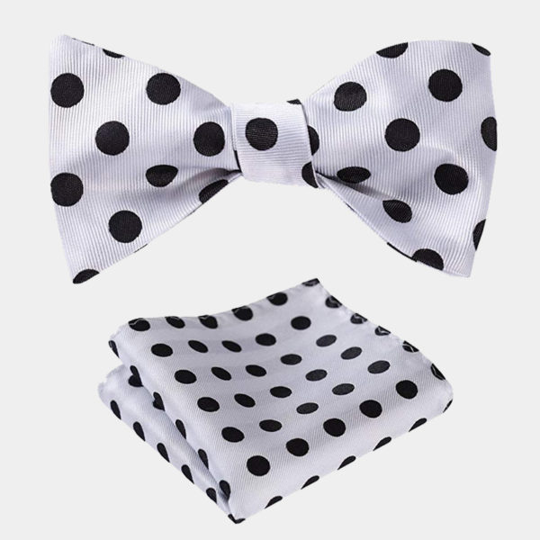 Black Polka Dot Bow Tie Set + FREE Shipping - Gentleman's Guru
