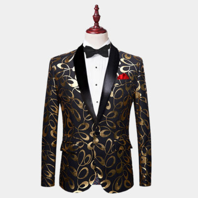 Black And Gold Tuxedo Jacket - Velvet & Sequins - Gentleman's Guru