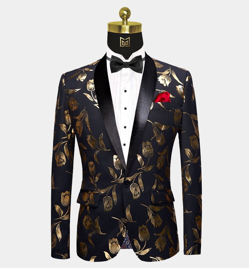 Black and Gold Tulip Tuxedo Jacket (FREE shipping) | Gentleman's Guru