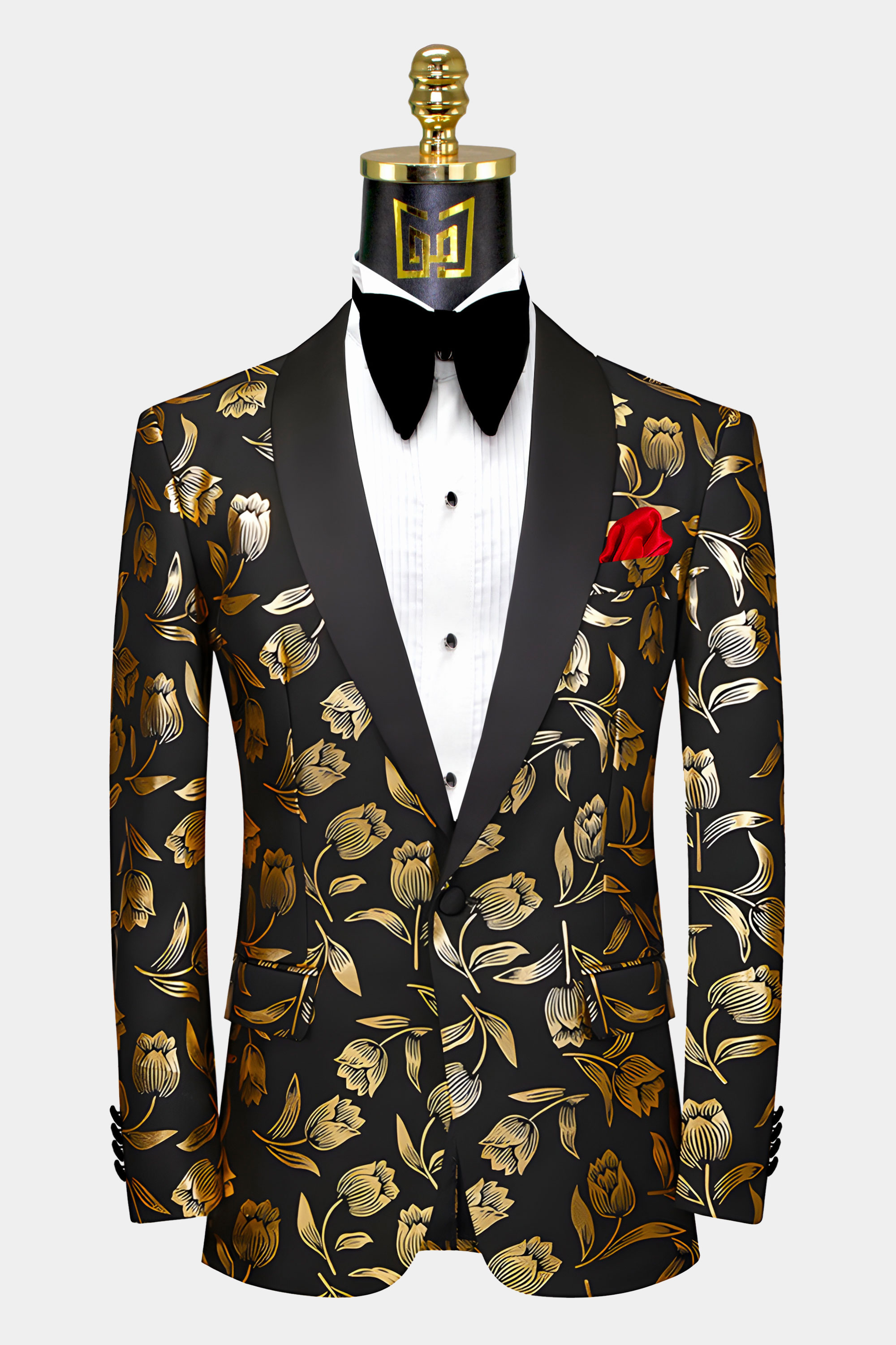 Black and Gold Tulip Tuxedo Jacket | Gentleman's Guru