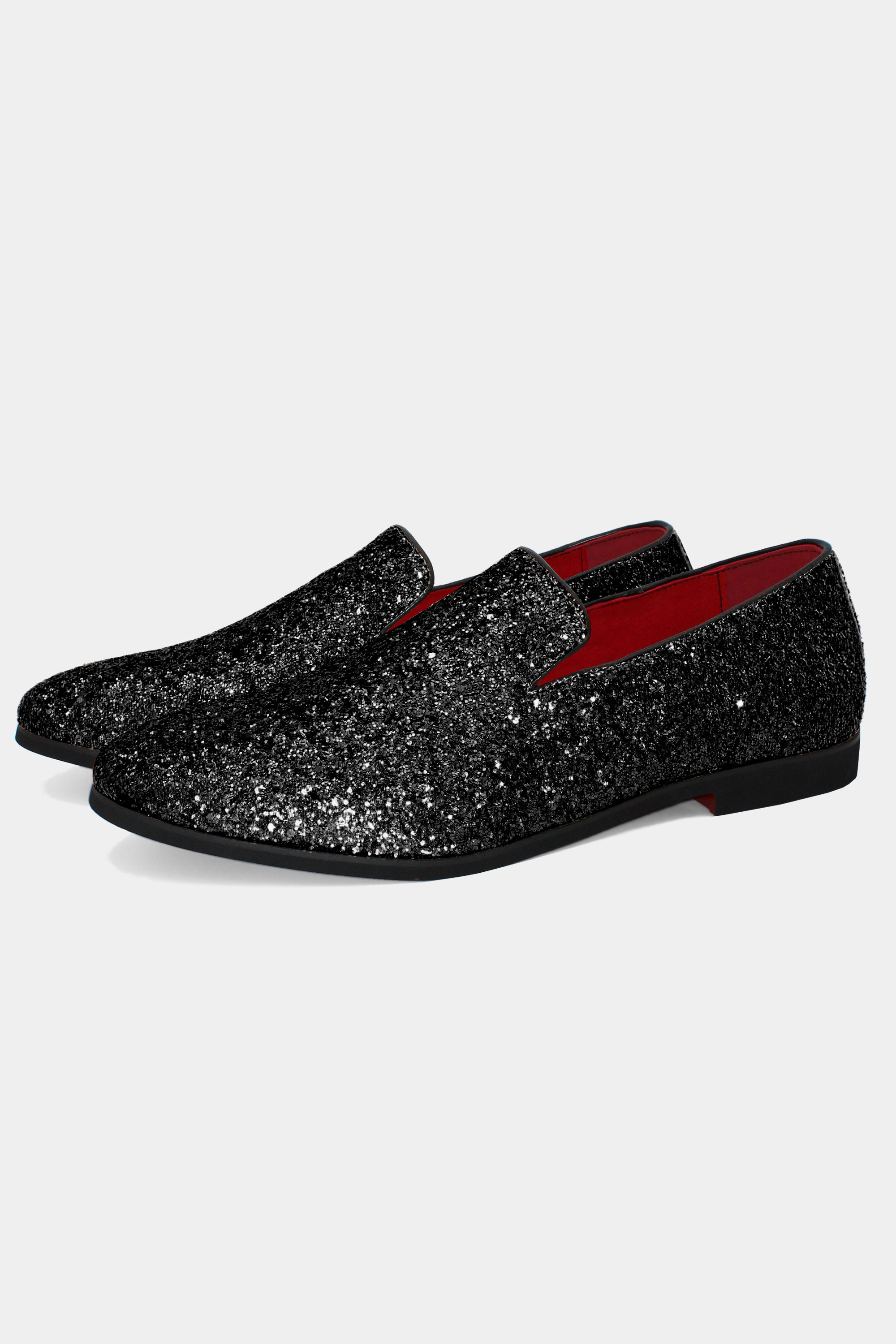 Mens Red Glitter Loafers Modern Dress Shoe Prom Wedding Perfect Tux ...