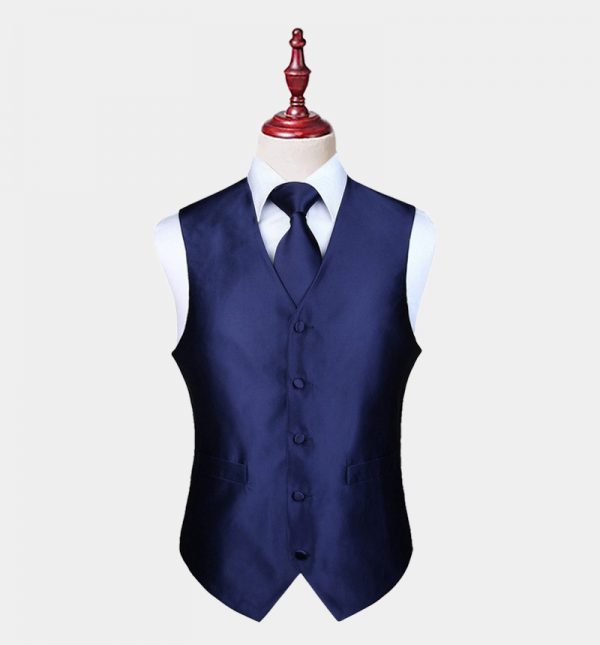 Navy Blue Paisley Waistcoat And Tie Set - Gentleman's Guru