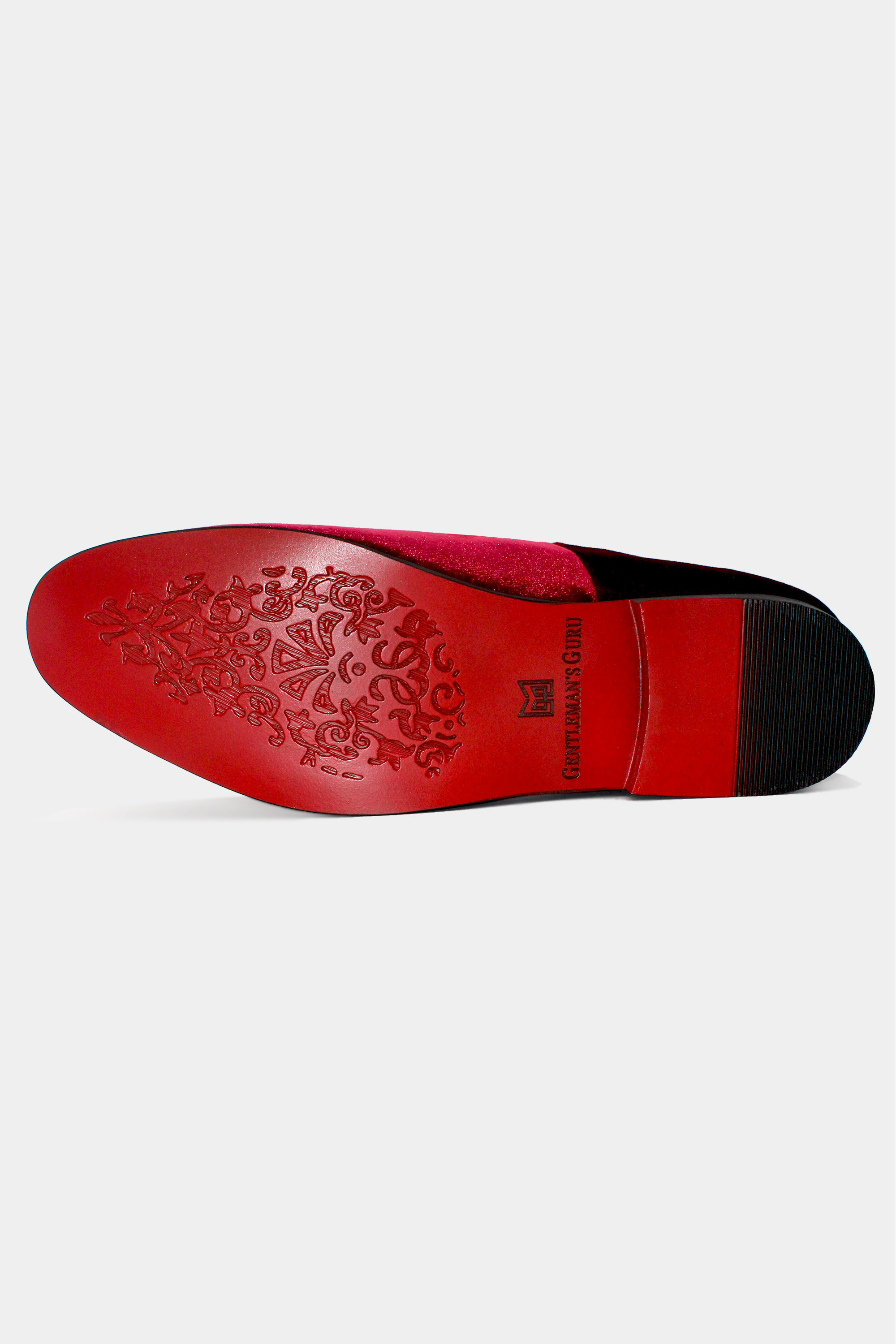 Mens Velvet Red Bottom Slip On Shoes - Black / Velvet / 11