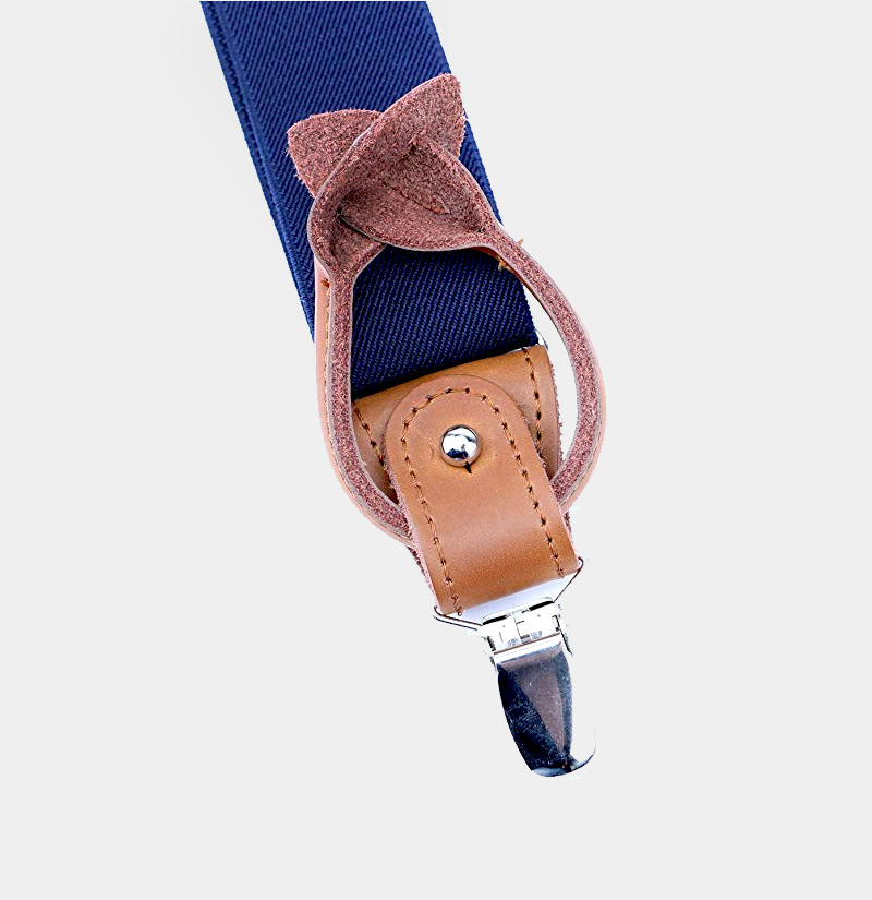 Navy Blue Button End Suspenders