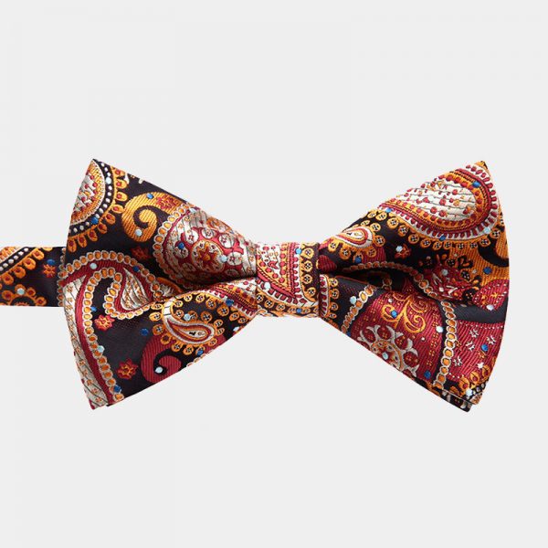 Burnt Orange Paisley Bow Tie And Suspenders Set - Gentleman's Guru