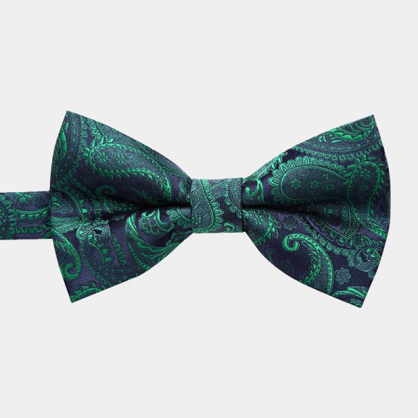 Emerald Green Paisley Bow Tie And Suspenders Set - Gentleman's Guru