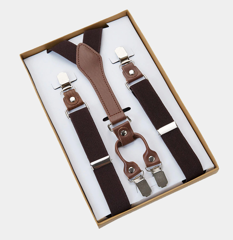 Men's Leather Shoulder Strap Suspenders With Strap, Gentleman's
