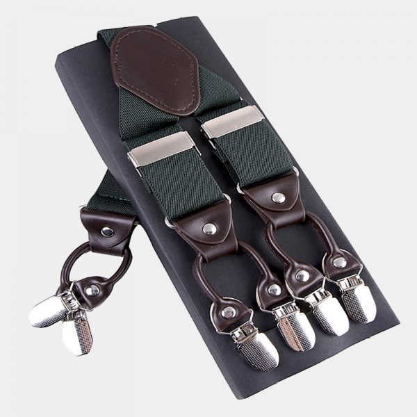 Hunter Green Button Suspenders - FREE Shipping - Gentleman's Guru