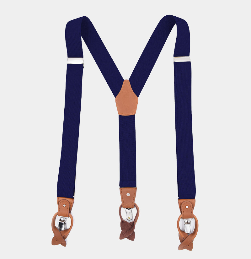 Navy Blue Button End Suspenders