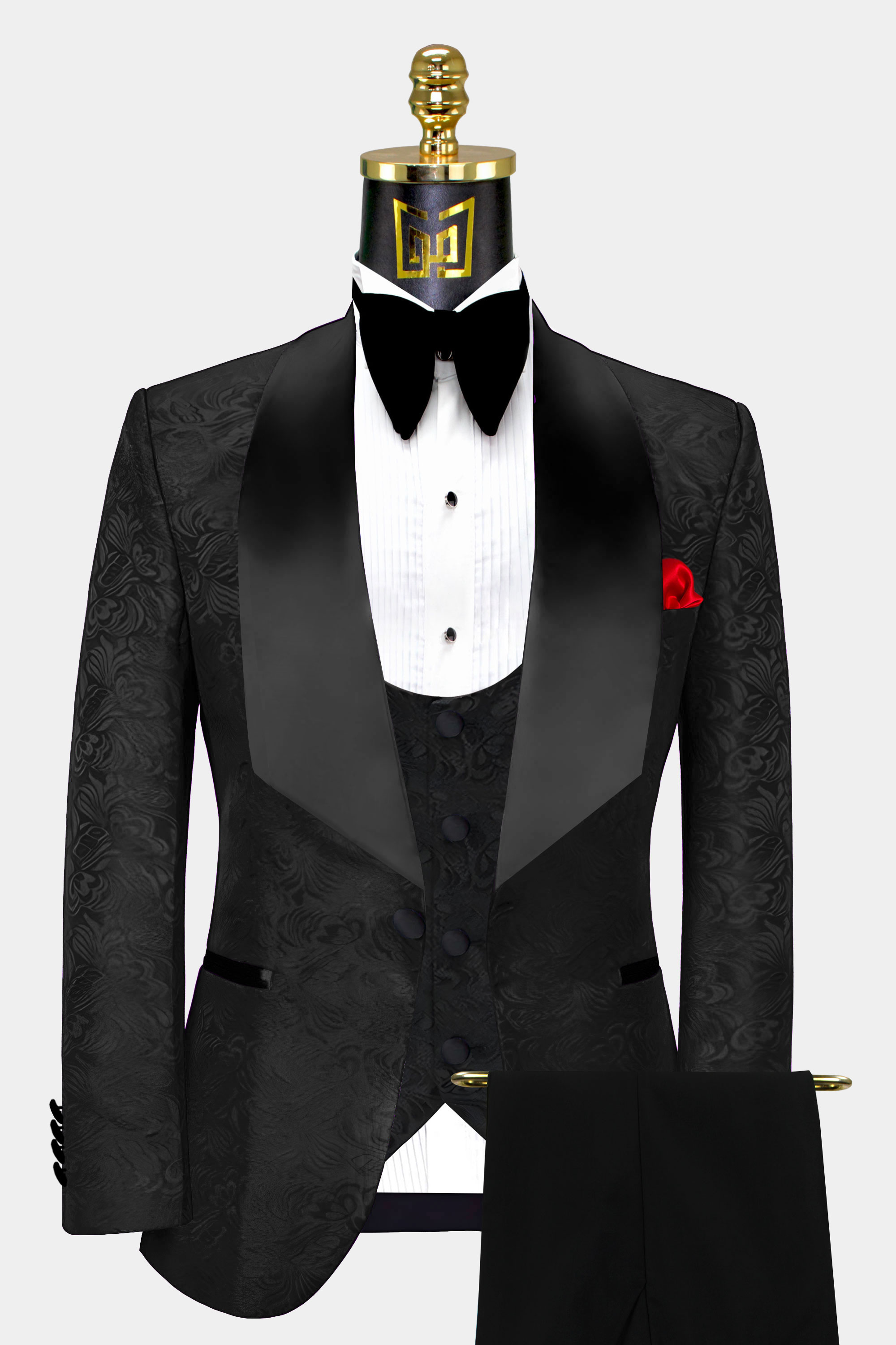 Mens All Black Tuxedo Groom Wedding Suit Prom Outfit From Gentlemansguru.com  