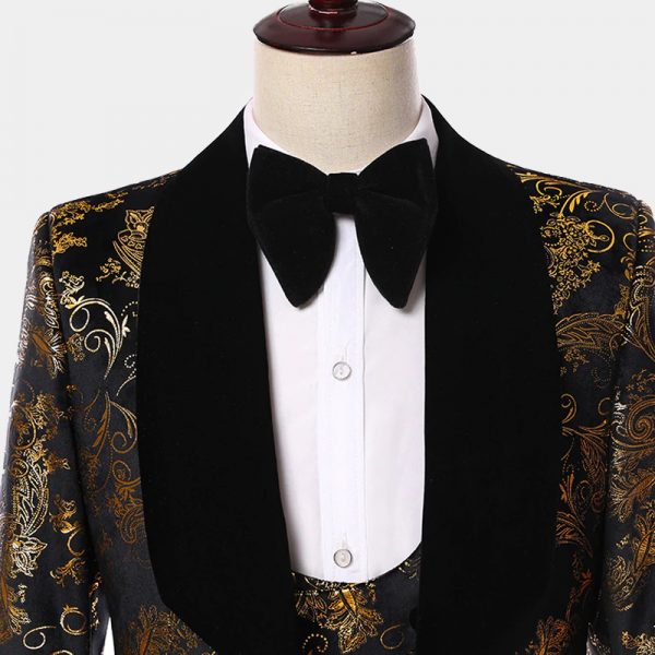 Black And Gold Paisley Tuxedo - Gentleman's Guru™