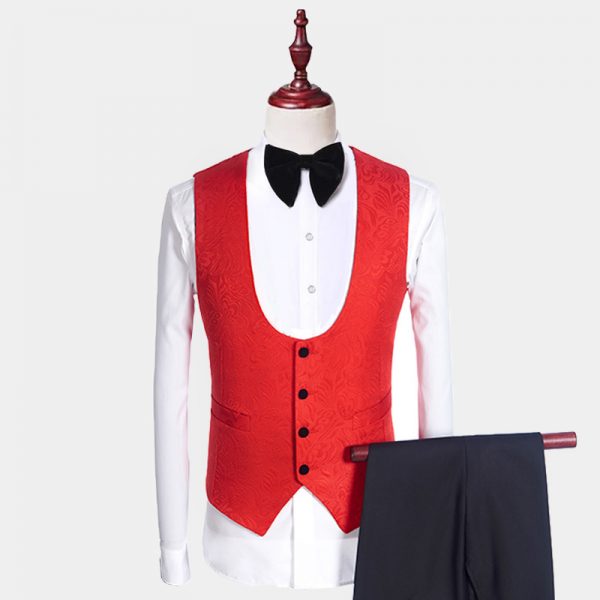 Red And Black Tuxedo Suit With Shawl Lapel - Gentleman's Guru