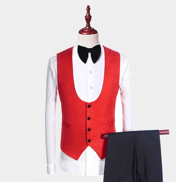 3 Piece Red & Black Tuxedo | Gentleman's Guru