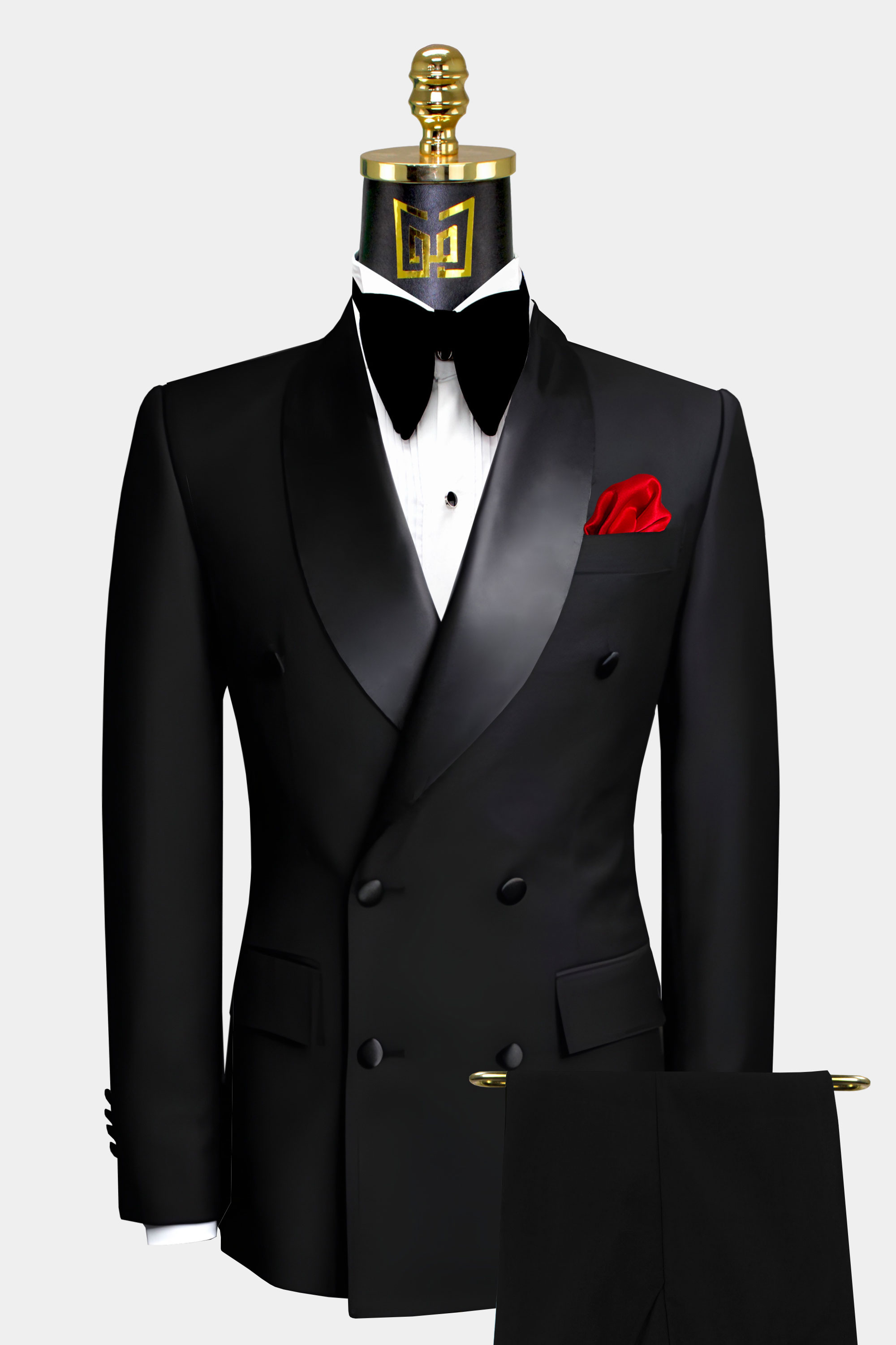 Double Breasted Black Men Suits For Wedding Piece Slim Fit Groom Tuxedo ...