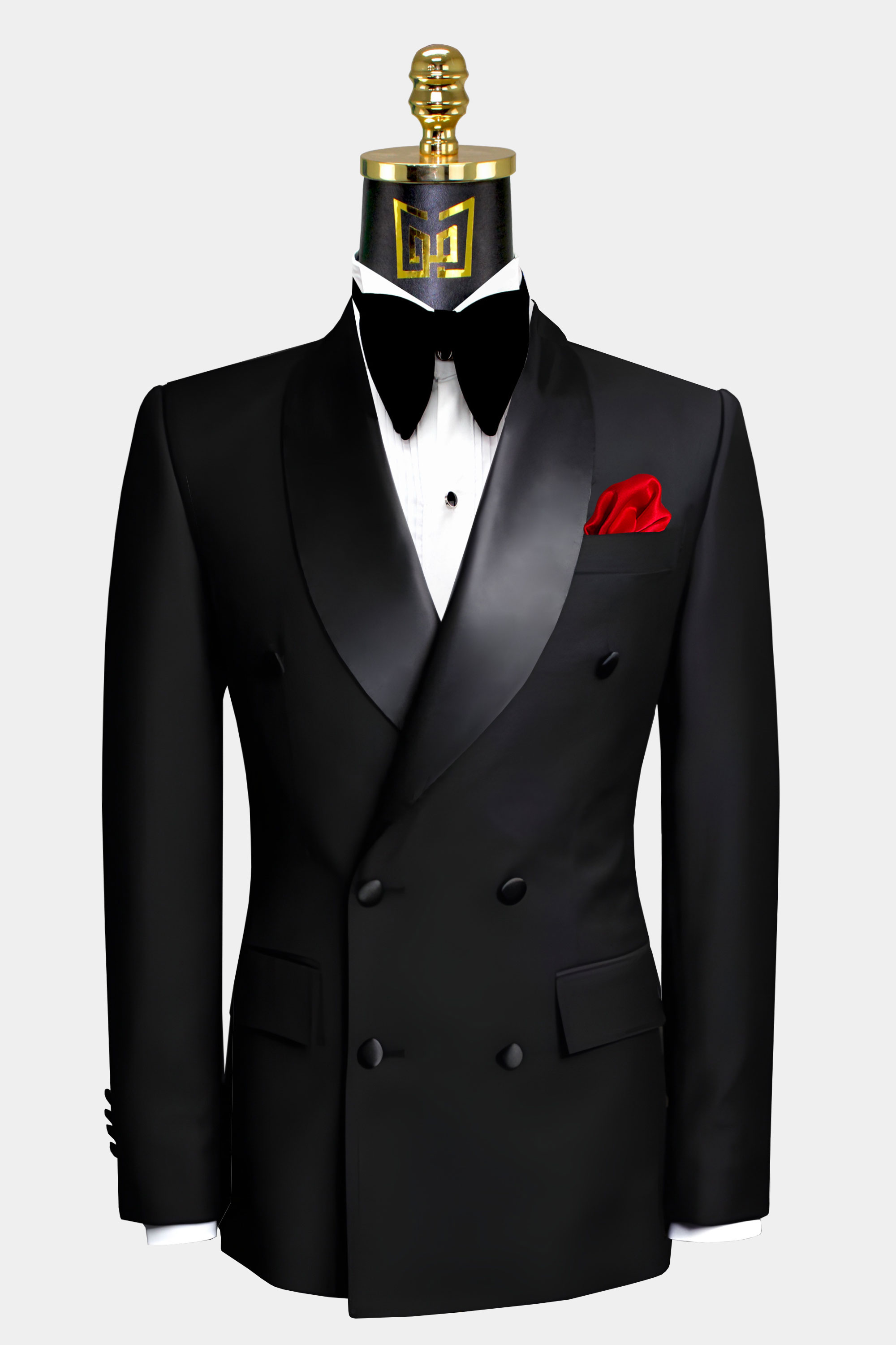 6 x 2 Button Solid Double Breasted Suit In Black
