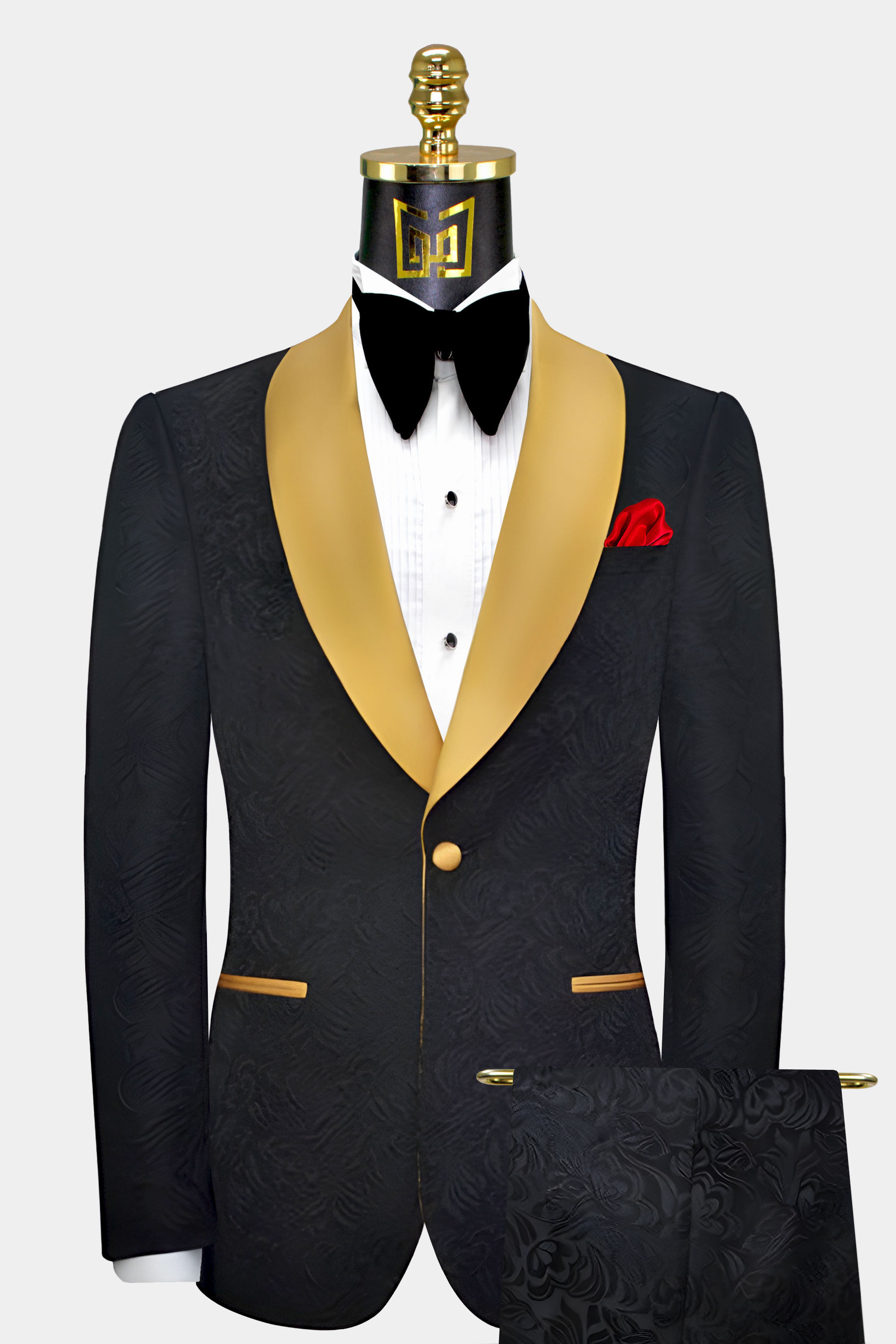 Mens-Black-and-Gold-Tuxedo-Suit-Groom-Wedding-Prom-Suit-from-Gentlemansguru.com