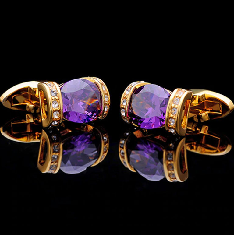 Purple and Gold Cufflinks Gentleman's Guru