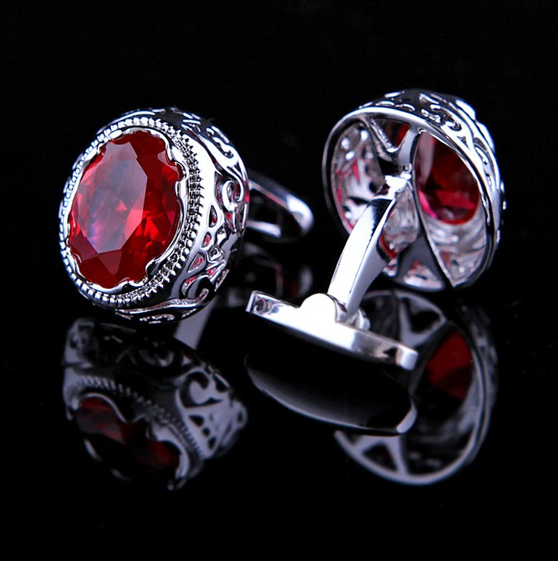 Crystal Red & Silver Cufflinks