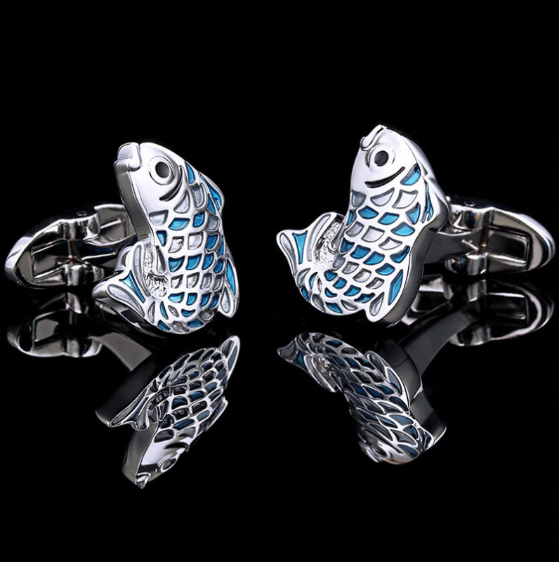 Fish Cufflinks with Enamel | Gentleman's Guru