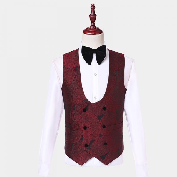 Burgundy Tuxedo With Black Lapel - Gentleman's Guru