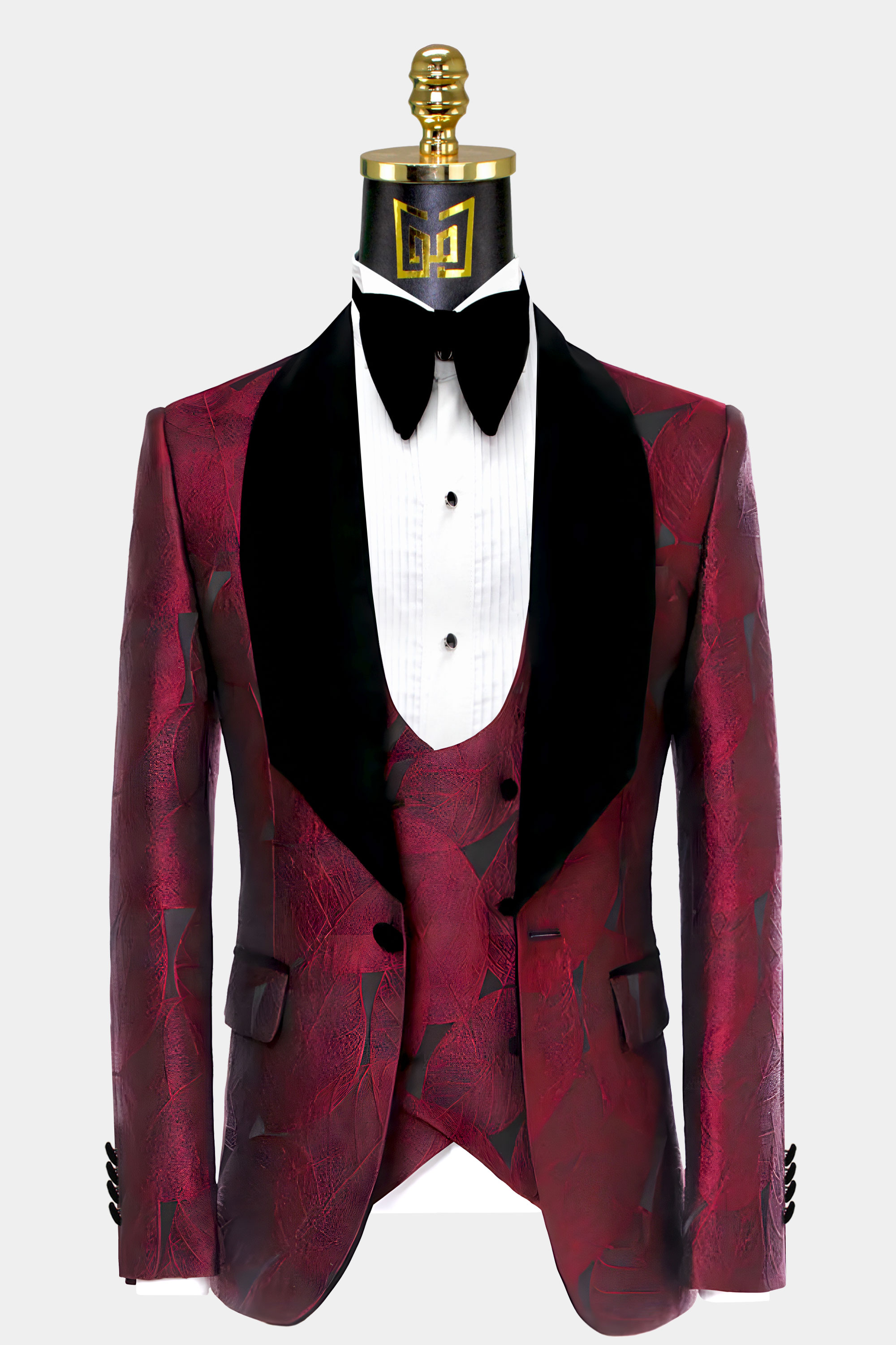 Maroon and black pant suit - dark red and black tuxedo- maroon and ...