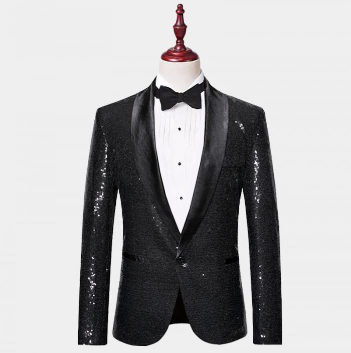 Black Sequin Tuxedo Blazer - FREE Shipping | Gentleman's Guru