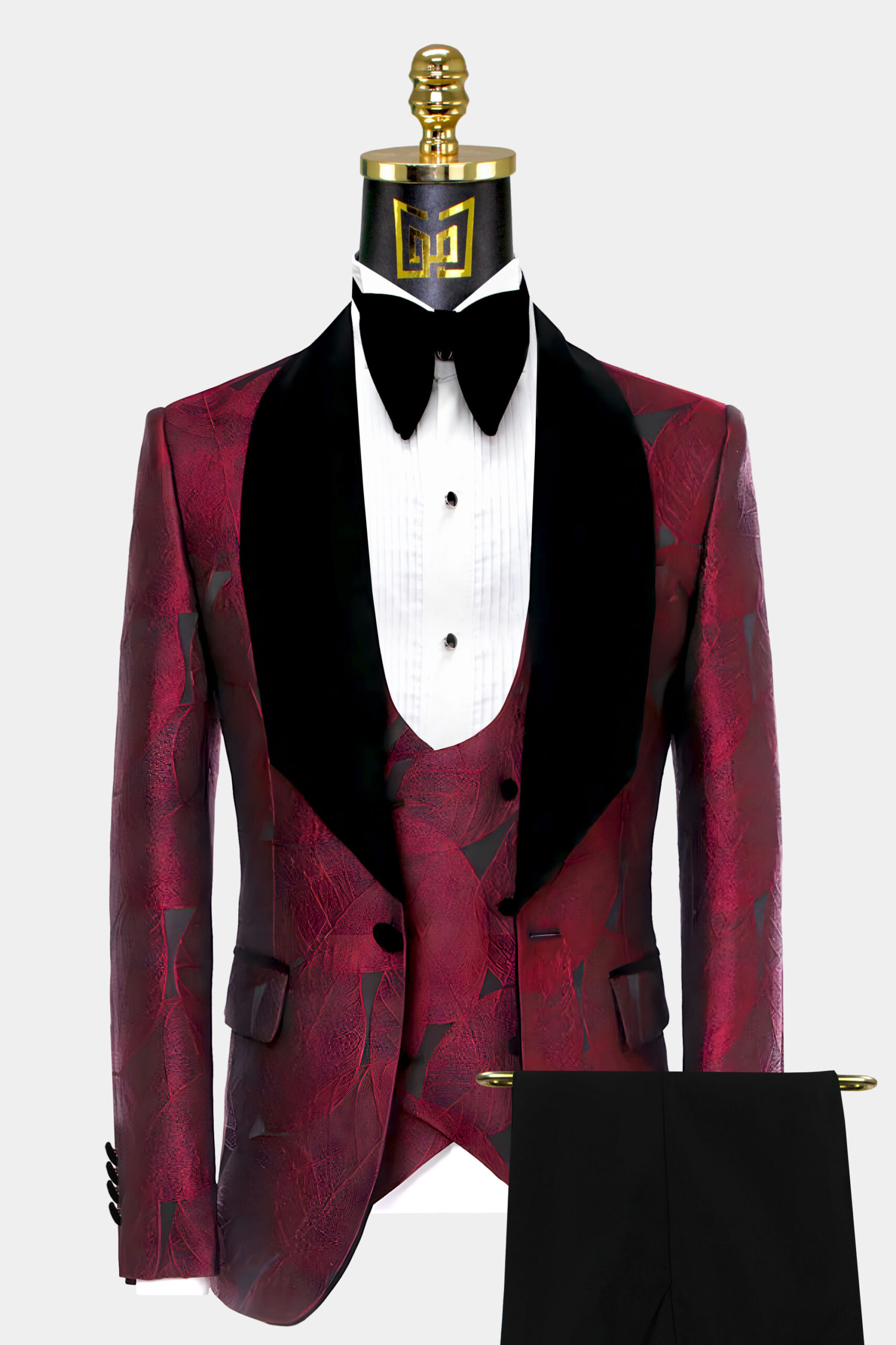 Burgundy and black tuxedo jacket hotsell