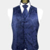 Navy Blue Paisley Vest & Tie Set- 3 Piece