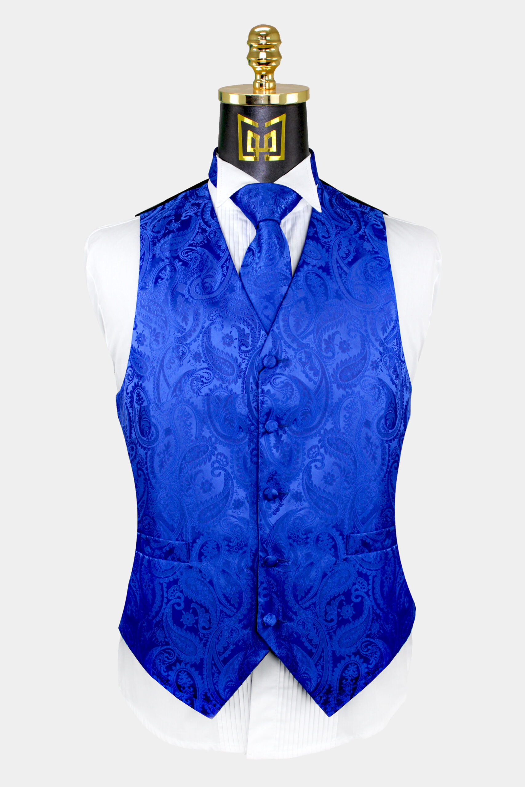 Navy blue tux with gold vest best sale