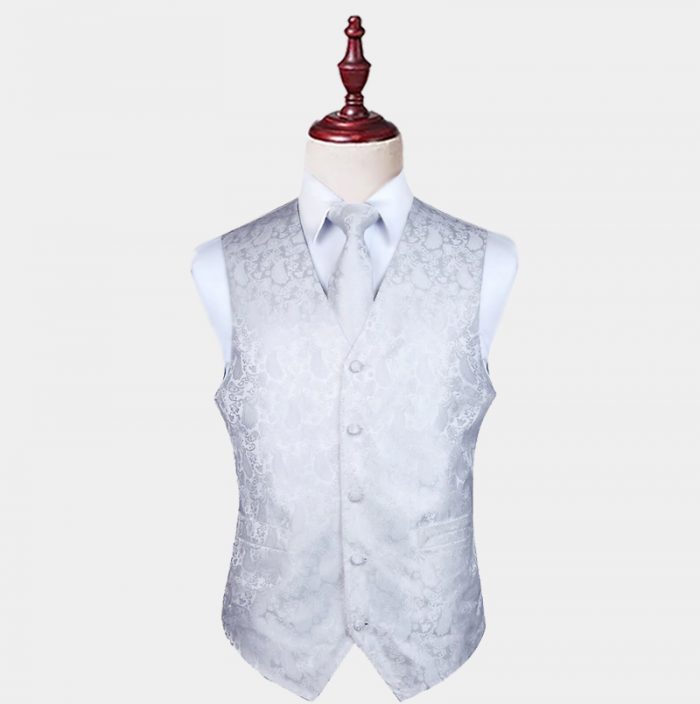 Double Breasted White Paisley Vest - Gentleman's Guru