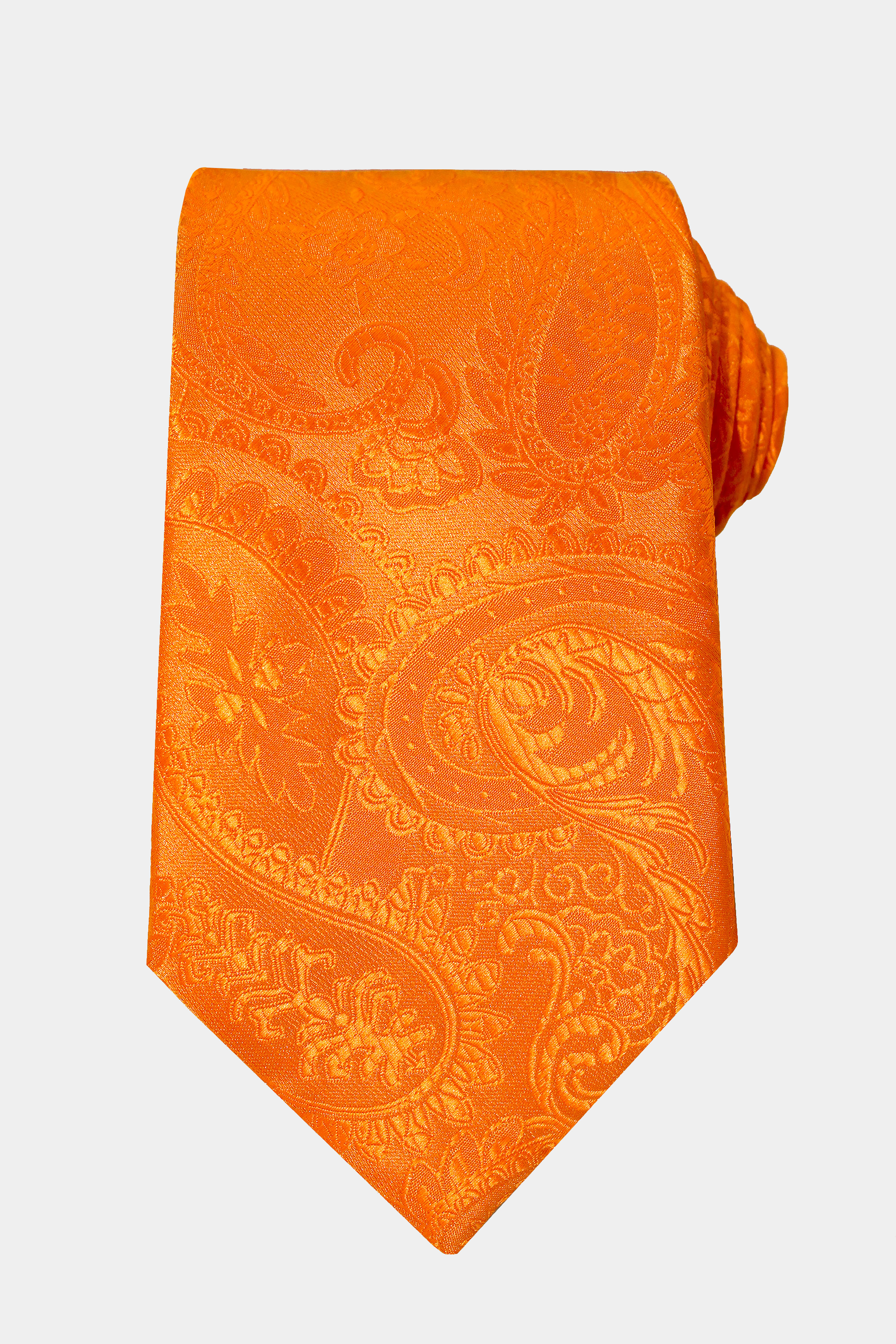 Orange Paisley Tie and Pocket Square Set